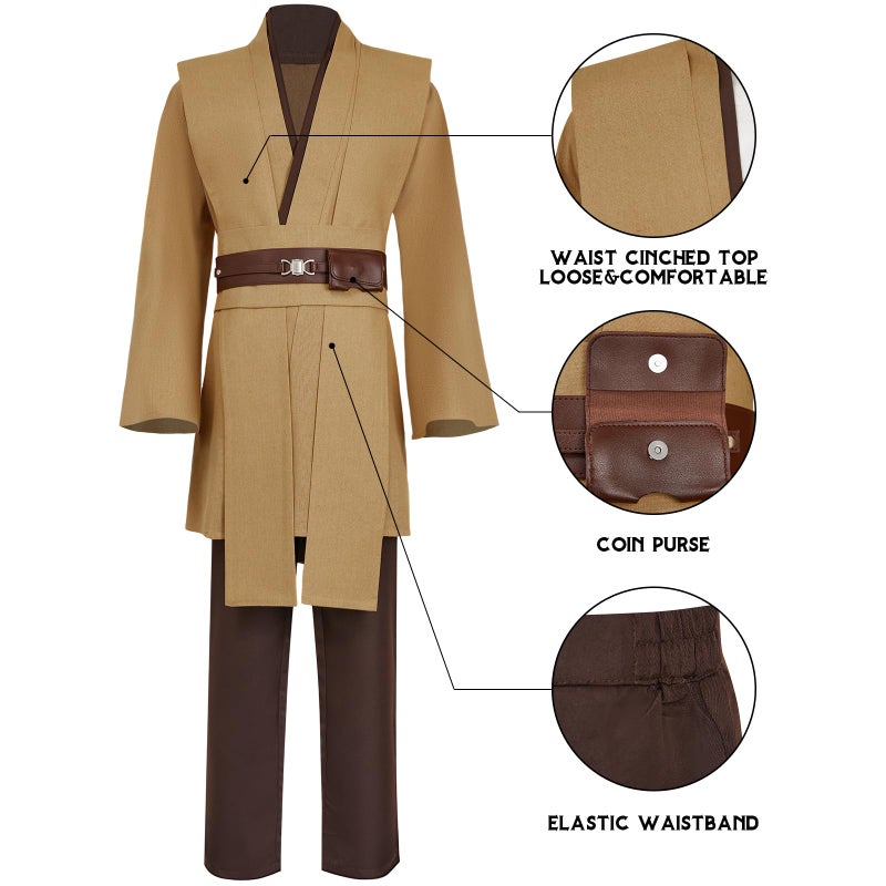 Wecos Tunic Hooded Robe Knight Costume Outfits Halloween Cosplay Costume for Mens Three Versions - Image 2